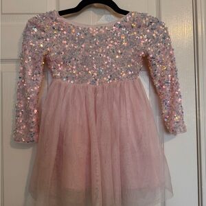 Cat and Jack Girls Pink Sequin Long Sleeve Dress Size XS 4/5